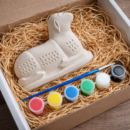 Pachete Cadou - Set creativ din ipsos cu Miel, Pasti, 13x10cm