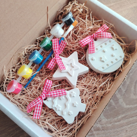 IPSOS - PRAF CERAMIC - Set creativ din ipsos - 3 ornamente de Crăciun