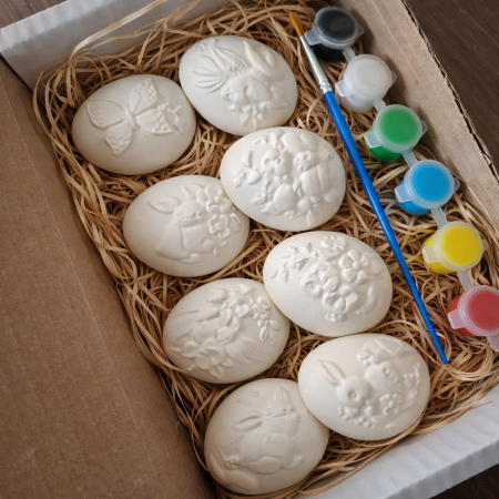 Pachete Cadou - Set creativ din ipsos cu 8 oua, Pasti, 5x4cm