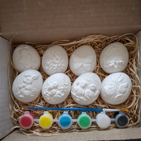 Set creativ din ipsos cu 8 oua, Pasti, 5x4cm [2]
