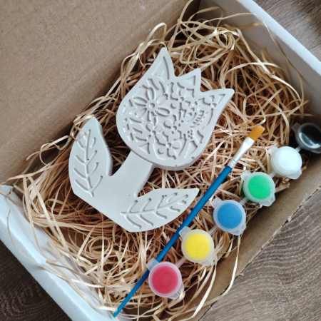 Pachete Cadou - Set creativ din ipsos Lalea, set culori si pensula, 12x9cm