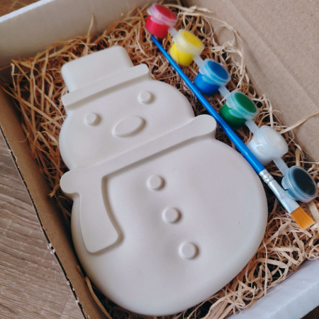 IPSOS - PRAF CERAMIC - Set creativ din ipsos - Om de zăpadă, 17x11cm