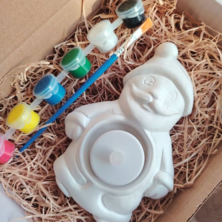 Pachete Cadou - Set creativ din ipsos Suport lumanare Mos Craciun, 14.5x10cm