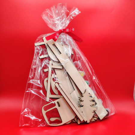 Set creativ din lemn Camioneta, 17 piese, set culori, 11x24cm [2]