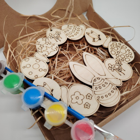 Set creativ din lemn Coronita pentru pictat, Pasti, 14.5cm [1]