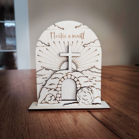 PASTE - Set creativ din lemn Hristos a Inviat, Paste, 13.7x14.7cm