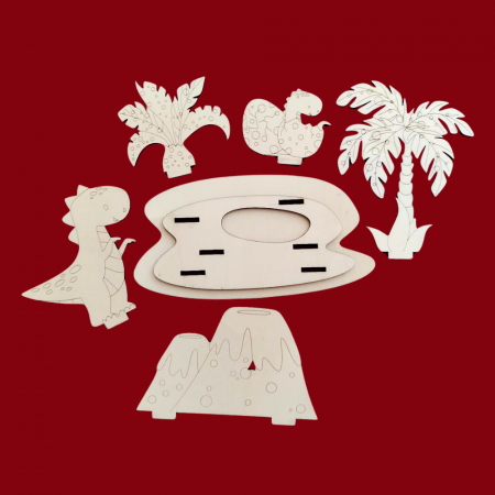 Set creativ din lemn Dino 7 piese [1]