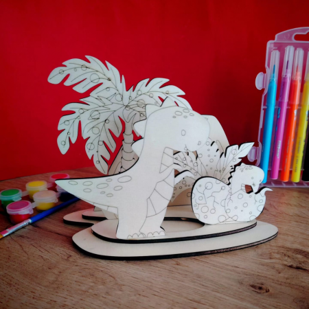 Set creativ din lemn Dino 7 piese [3]