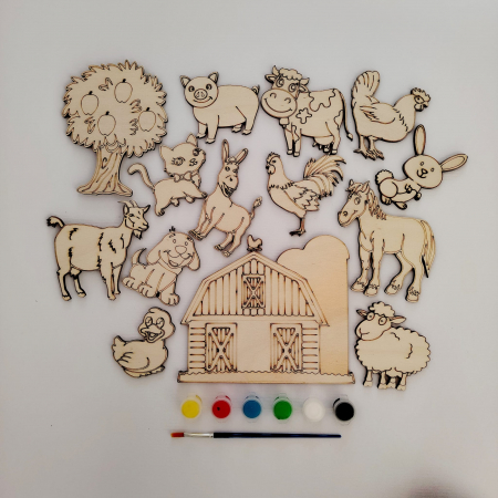 Set creativ din lemn Ferma Animalelor 14 piese [1]