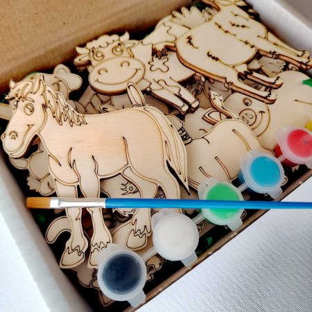 Set creativ din lemn Ferma Animalelor 14 piese [2]