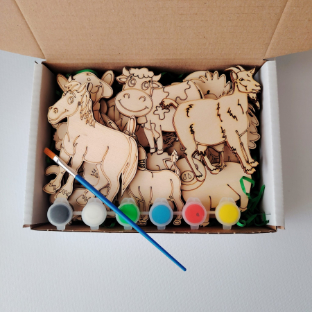 Set creativ din lemn Ferma Animalelor 14 piese [3]