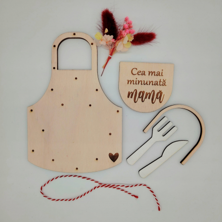SAPTAMANA VERDE - Set creativ din lemn Sort Bucatarie cu magnet 17x11cm
