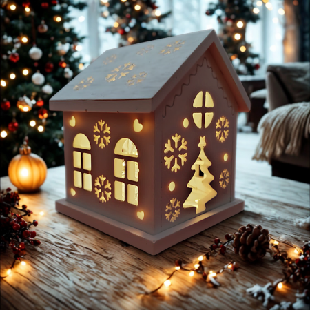 Set creativ din praf ceramic Casuta Craciun, 7 piese, 11x14cm [4]