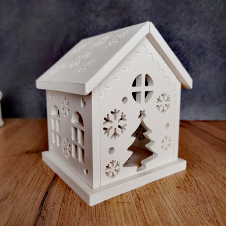 Altele - Set creativ din praf ceramic Casuta Craciun, 7 piese, 11x14cm