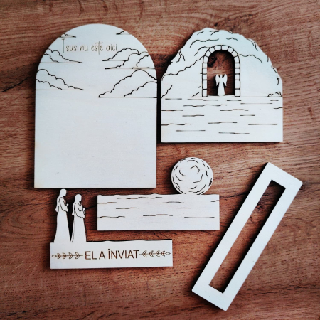 Set creativ din lemn Isus nu e aici, Paste, 14x15cm [1]