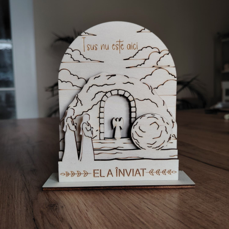 PASTE - Set creativ din lemn Isus nu e aici, Paste, 14x15cm