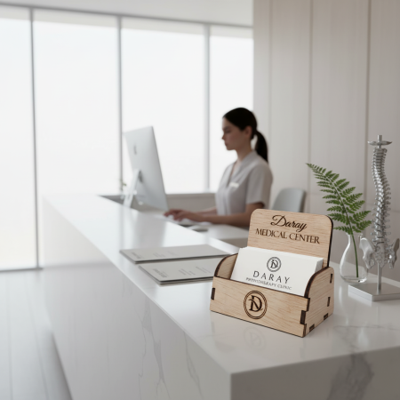 Suport carti vizita, din lemn, 9.5x5x5cm [2]