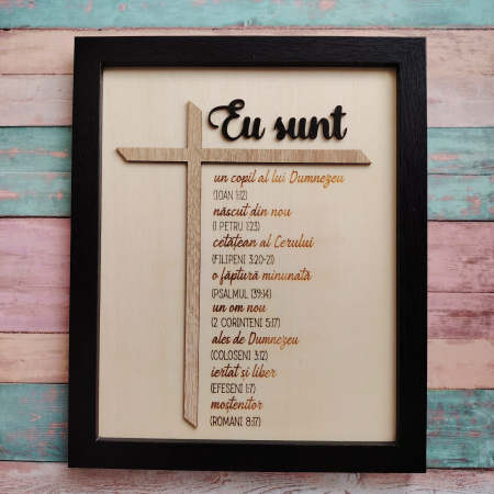 Tablou din lemn Sunt in Hristos, 23.5x32.5cm [3]