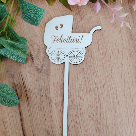 PRODUSE DIN LEMN - Topper din MDF Baby Shower, 23x9cm