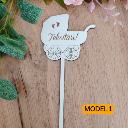 Topper din MDF Baby Shower, 23x9cm [2]