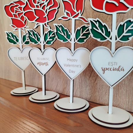 Trandafir din MDF, colorat, personalizabil cu text, 20cm [3]