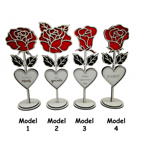 Trandafir din MDF, colorat, personalizabil cu text, 20cm [1]