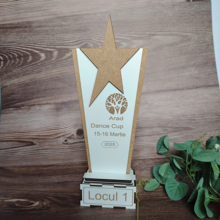 PRODUSE DIN LEMN - Trofeu din MDF, personalizabil, 30x12cm