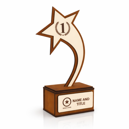 TROFEE - PREMII - MEDALII - Trofeu din mdf si lemn, personalizabil, 21x17cm
