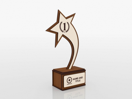 PRODUSE DIN LEMN - Trofeu din mdf si lemn, personalizabil, 21x17cm