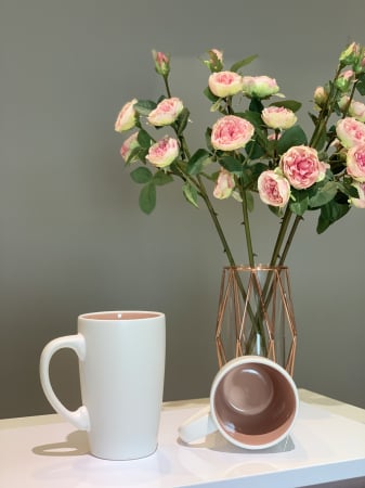 Cană Ceramică LOVE Latte (Alb Perlat Mat+Roz), 400ml [0]