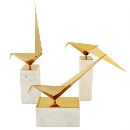 Pasare Metal Auriu Model Origami 1 [0]