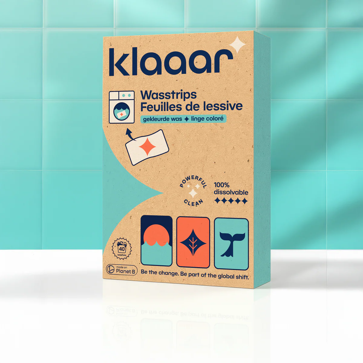 HOME ESSENTIALS - KLAAAR foi de detergent pentru rufe colorate | 40 de spălări | Made in Belgium