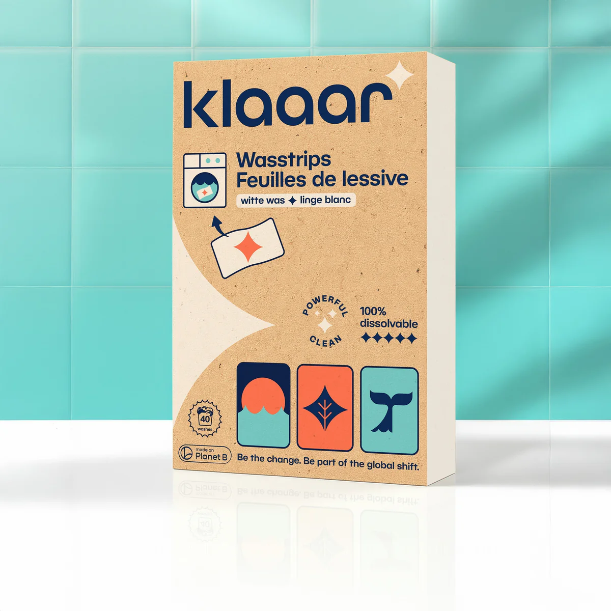 HOME ESSENTIALS - KLAAAR foi de detergent pentru rufe albe | 40 de spălări | Made in Belgium