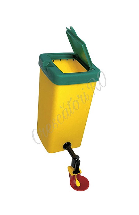 Adăpătoare automată 1L cu cupă roşie, pentru pui şi păsări, cu recipient galben cu verde [2]