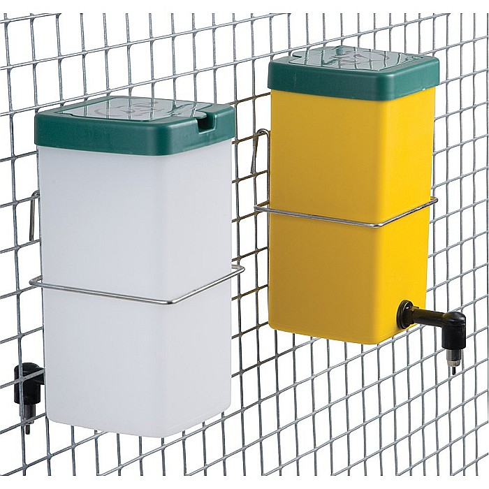 Adăpătoare automată 1L cu niplu inox pentru iepuri, pui şi păsări, cu recipient galben cu verde [3]