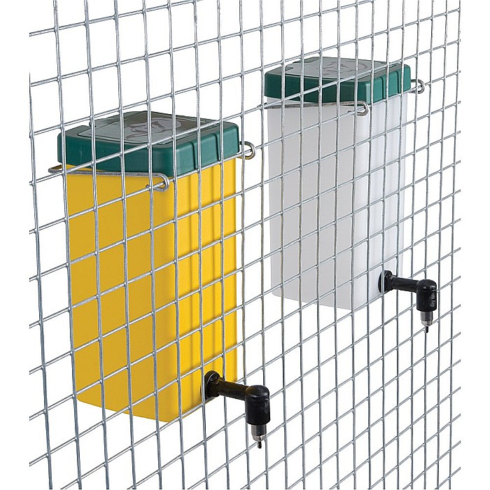 Adăpătoare automată 1L cu niplu inox pentru iepuri, pui şi păsări, cu recipient galben cu verde [2]