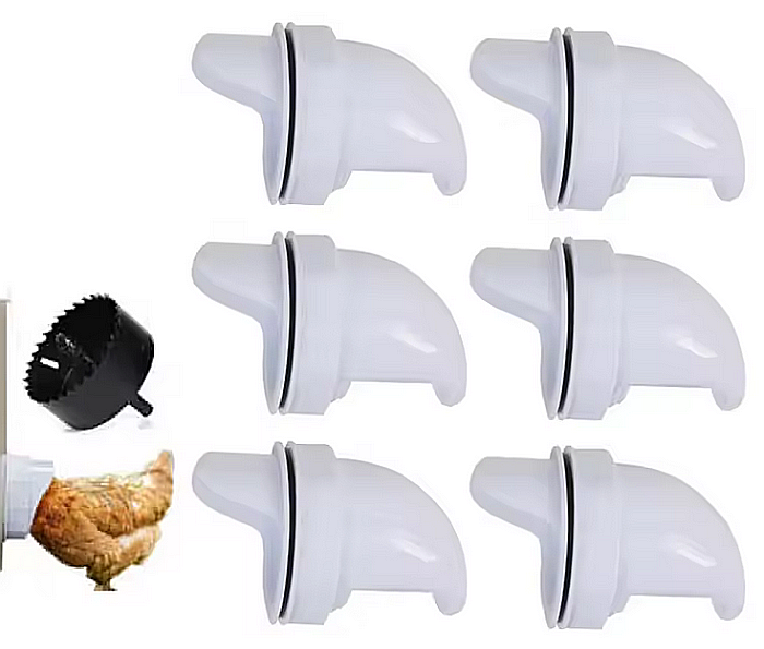 Hrănitoare albă de tip acces-în-butoi (cu montaj pe direct butoi), pentru păsări [9]