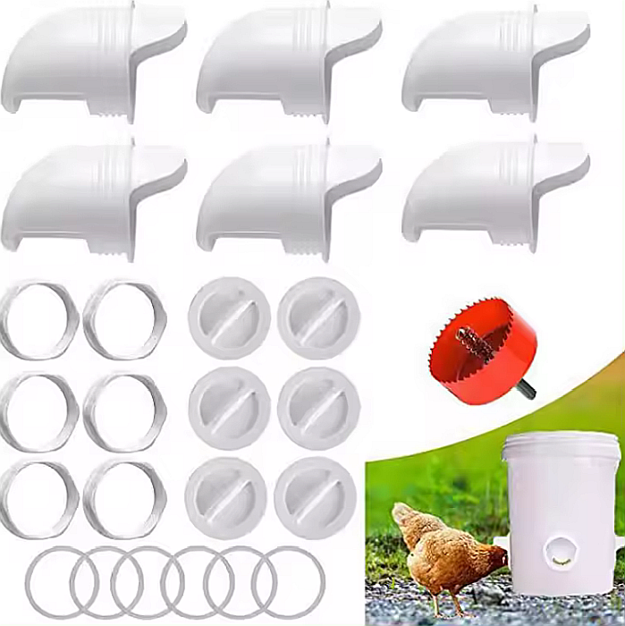 Hrănitoare albă de tip acces-în-butoi (cu montaj pe direct butoi), pentru păsări [12]