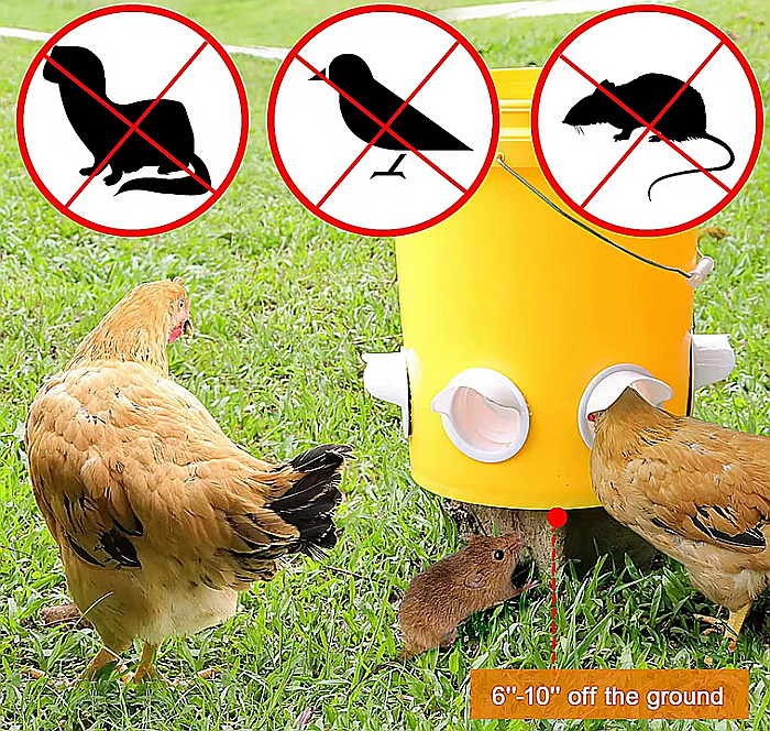 Hrănitoare albă de tip acces-în-butoi (cu montaj pe direct butoi), pentru păsări [11]