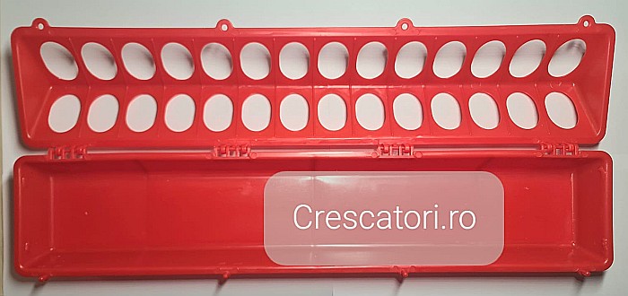 Hrănitoare mare pentru pui, lungime 50cm, cu capac anti-risipă cu 4 balamale duble + 4 închideri tip bumb în inel [2]