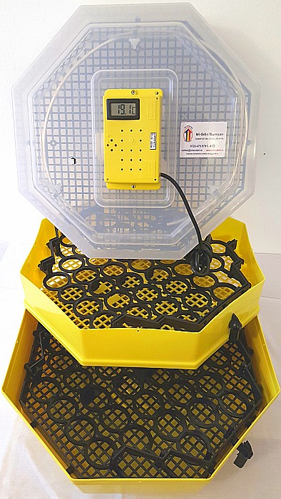 Incubator Cleo 5ETG - cu termostat reglabil, etaj, termometru digital şi întoarcere semi-automată ouă de găină + CADOU Ghid de incubare premium + asistent incubare [9]