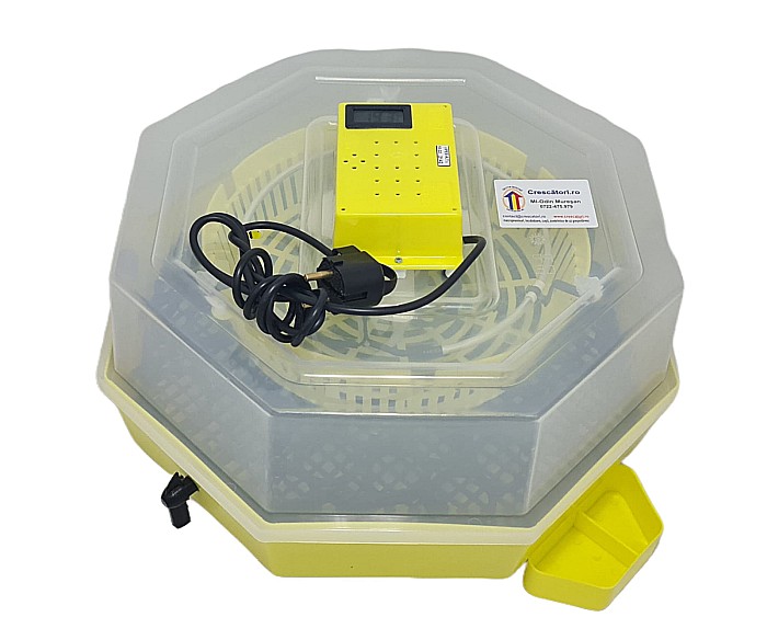 Incubator Cleo 5TGC - cu termostat reglabil, termometru digital, întoarcere semi-automată ouă de găină şi cupă exterioară pt. apă [2]