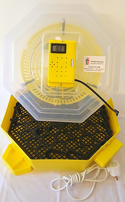Incubator Cleo 5TGHAC - cu termostat reglabil, termohigrometru digital, întoarcere automată ouă de găină şi cupă exterioară pt. apă + CADOU Ghid de incubare premium + asistent incubare [12]