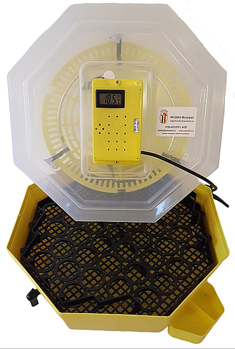 Incubator Cleo 5TGHC - cu termohigrometru digital, întoarcere semi-automată ouă de găină şi cupă exterioară pt. apă + CADOU Ghid de incubare premium + asistent incubare [7]