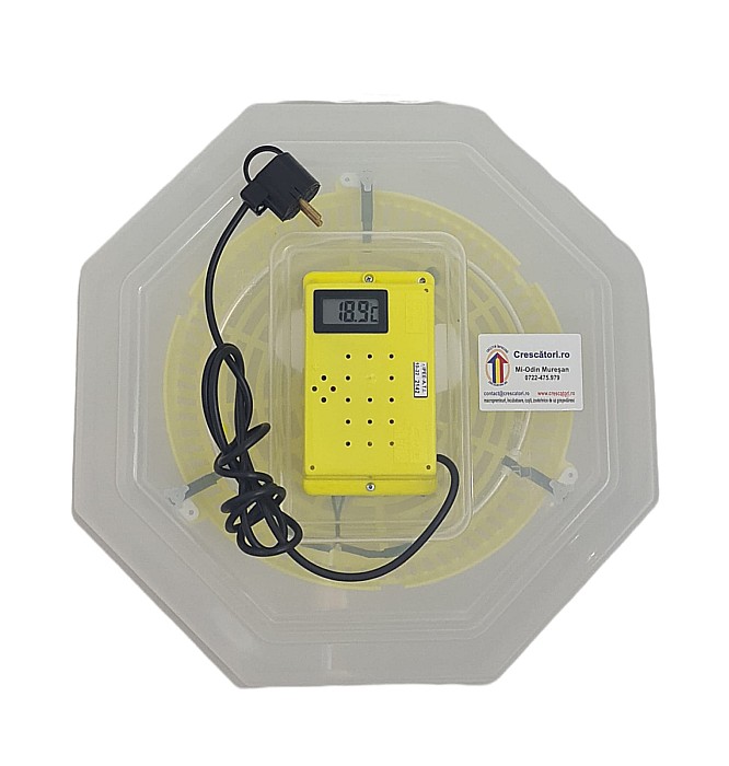 Incubator Cleo 5TPC - cu termostat reglabil, termometru digital, întoarcere semi-automată ouă de prepeliţă şi cupă exterioară pt. apă + CADOU Ghid de incubare premium + asistent incubare [4]