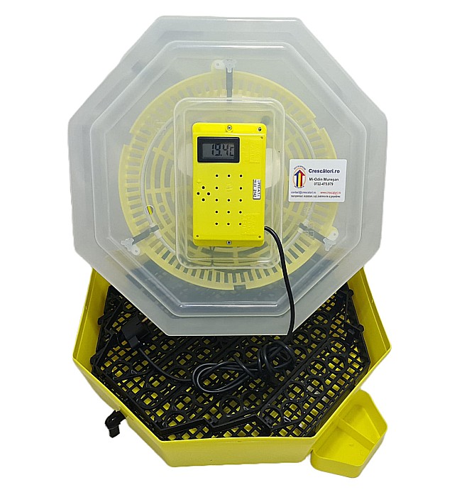Incubator Cleo 5TPC - cu termostat reglabil, termometru digital, întoarcere semi-automată ouă de prepeliţă şi cupă exterioară pt. apă + CADOU Ghid de incubare premium + asistent incubare [3]