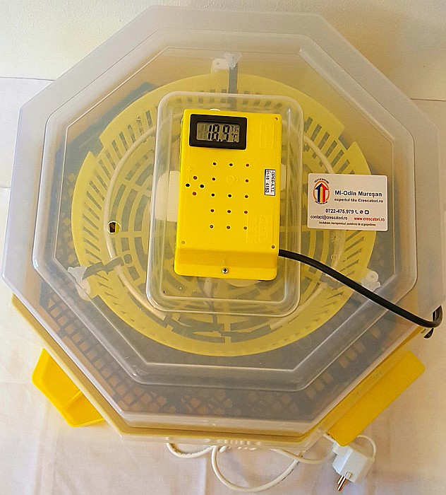Incubator Cleo 5TPHAC - cu termostat reglabil, termohigrometru digital, întoarcere automată ouă de prepeliţă şi cupă exterioară pt. apă + CADOU Ghid incubare premium + asistent incubare [11]