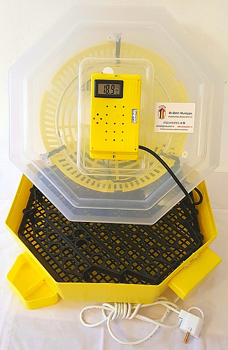 Incubator Cleo 5TPHAC - cu termostat reglabil, termohigrometru digital, întoarcere automată ouă de prepeliţă şi cupă exterioară pt. apă + CADOU Ghid incubare premium + asistent incubare [12]