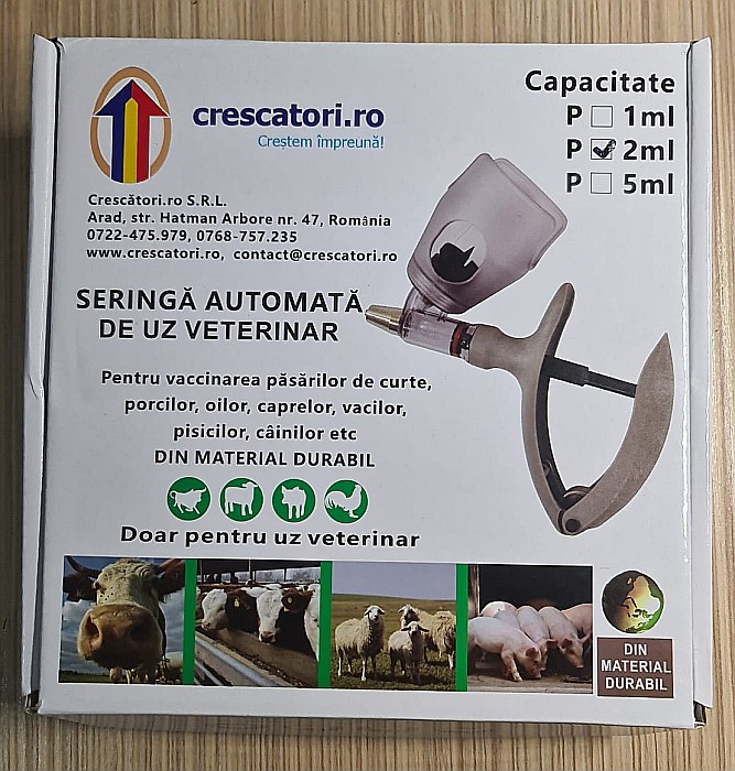 Pistol seringă automată premium (tip R) (cu autoumplere) pentru vaccinat, capacitate 0,5 ml - 5 ml + BONUSURI set garnituri de schimb si recipient 100ml pt vaccinuri [5]