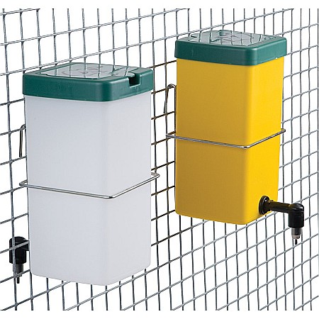 Adăpătoare automată 1L cu niplu inox pentru iepuri, pui şi păsări, cu recipient galben cu verde [2]